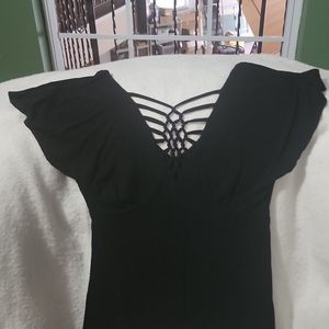 Black "Spider Web" Empire Waist Top